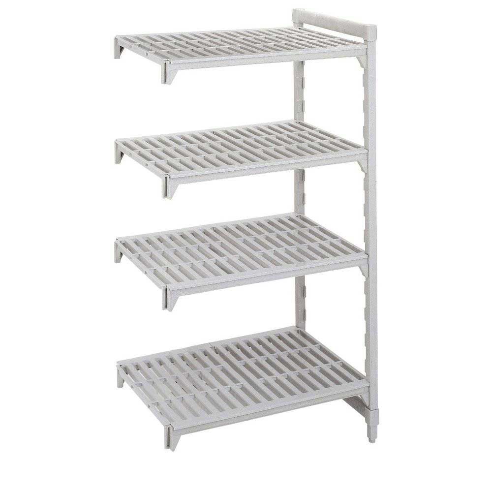 Cambro Camshelving Premium Speckled Gray Polypropylene 4 Vented Shelf Stationary Add On Unit, 18 X 36 X 84 Inch