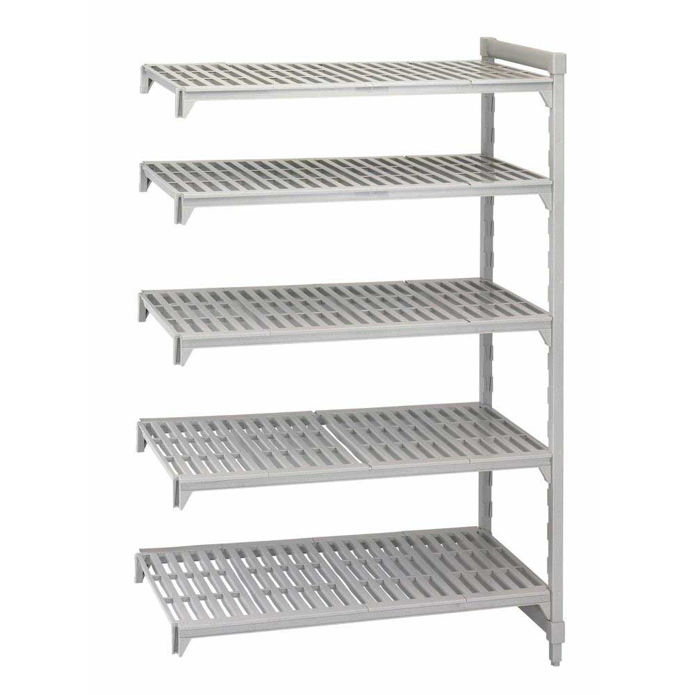 Cambro Camshelving Premium Speckled Gray Polypropylene 5 Vented Shelf Stationary Add On Unit, 18 X 36 X 84 Inch