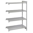 Cambro Camshelving Premium Speckled Gray 4 Solid Shelf Stationary Add On Unit, 18 x 42 x 64 inch
