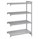 Cambro Camshelving Premium Speckled Gray 3 Vented and 1 Solid Shelf Stationary Add On Unit, 18 x 48 x 64 inch