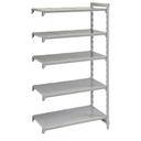 Cambro Camshelving Premium Speckled Gray 5 Solid Shelf Stationary Add On Unit, 18 x 48 x 84 inch