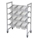 Cambro Camshelving Premium Speckled Gray 4 Tiers Mobile Flex Station with Angled Divider Bars, 24 x 48 x 67 inch