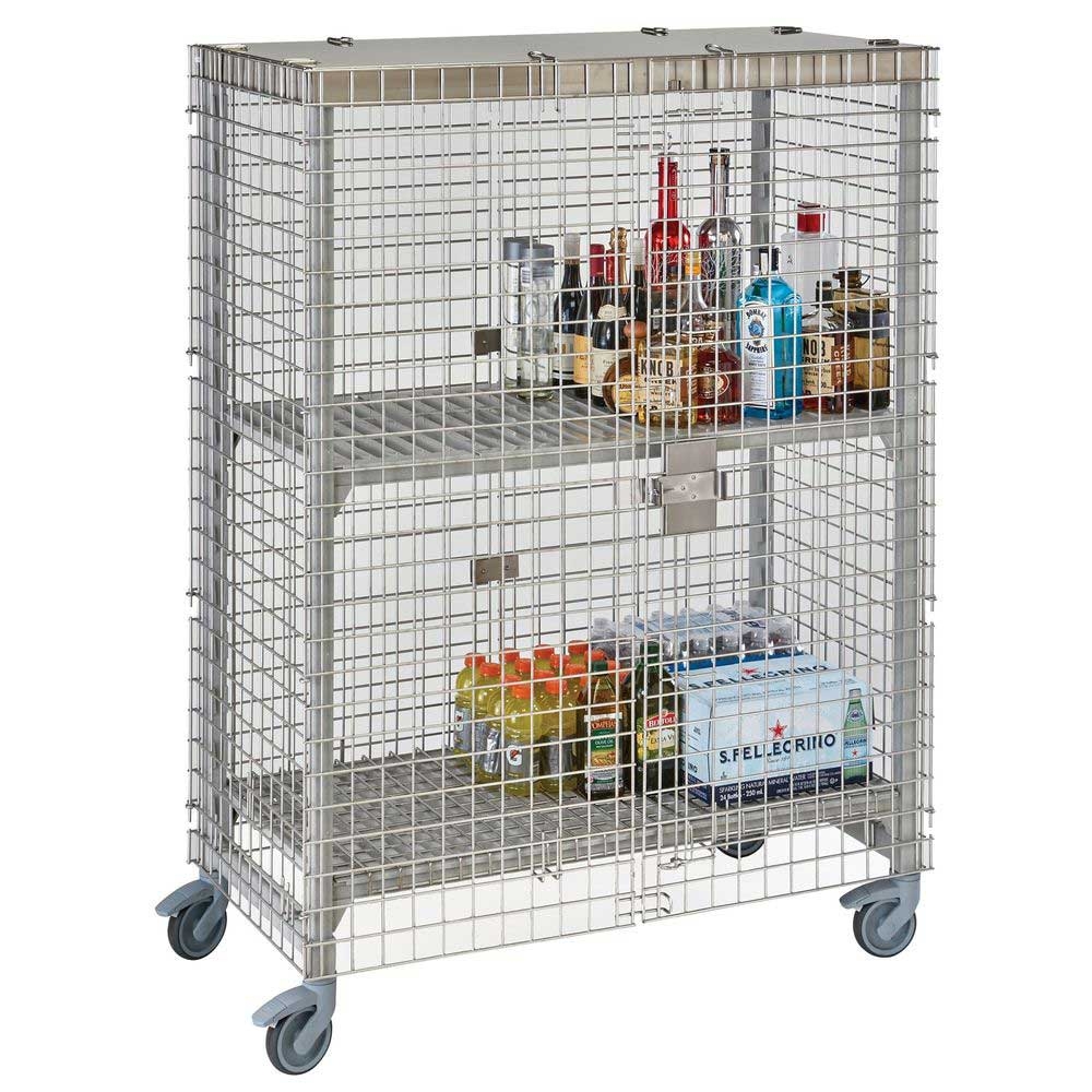 Cambro Camshelving Premium Speckled Gray Full Wrap Mobile Security Cage Unit, 26.75 x 50.25 x 67.75 inch