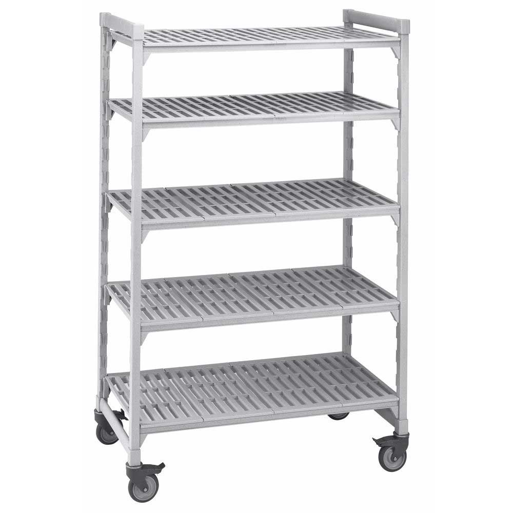 Cambro Camshelving Premium Speckled Gray Polypropylene 5 Vented Shelf Mobile Starter Unit, 24 X 48 X 67 Inch