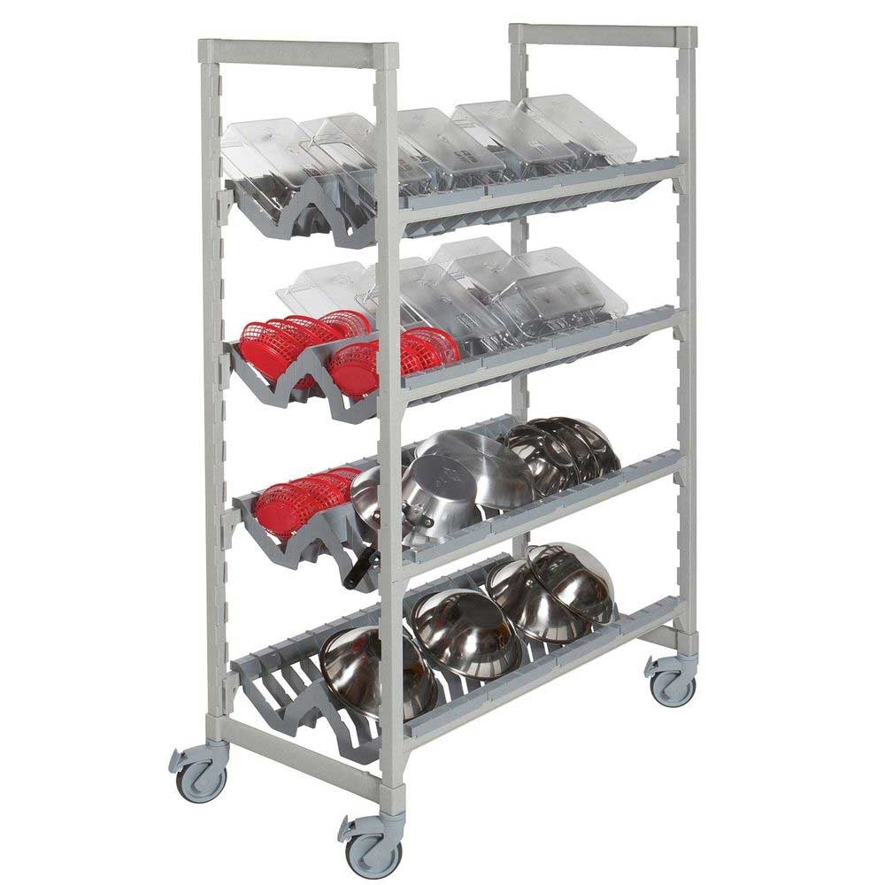Cambro Camshelving Premium Speckled Gray Mobile Angled Drying and Storage Rack, 24 x 48 x 75 inch