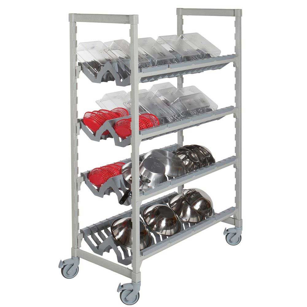 Cambro Camshelving Premium Speckled Gray Mobile Angled Drying And Storage Rack, 24 X 48 X 75 Inch