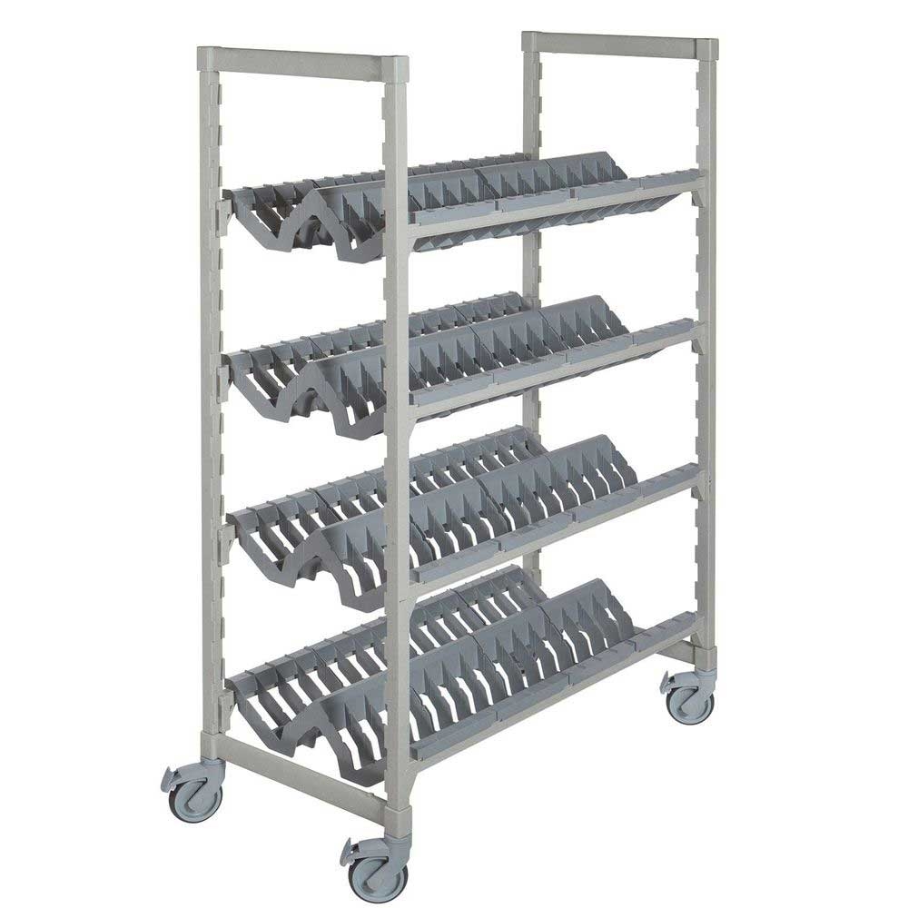 Cambro Camshelving Premium Speckled Gray Mobile Angled Drying and Storage Rack, 24 x 48 x 75 inch