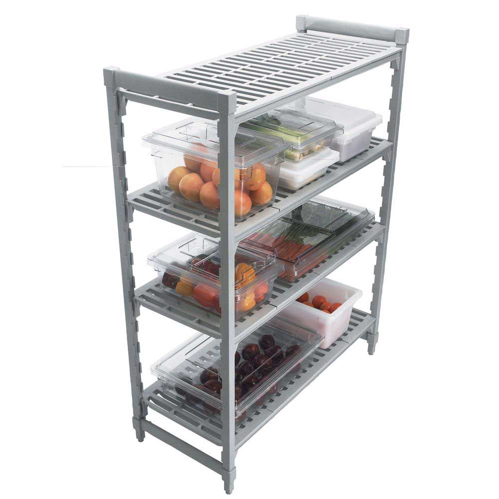 Cambro Camshelving Premium Speckled Gray Polypropylene 4 Vented Shelf Stationary Starter Unit, 18 X 24 X 84 Inch