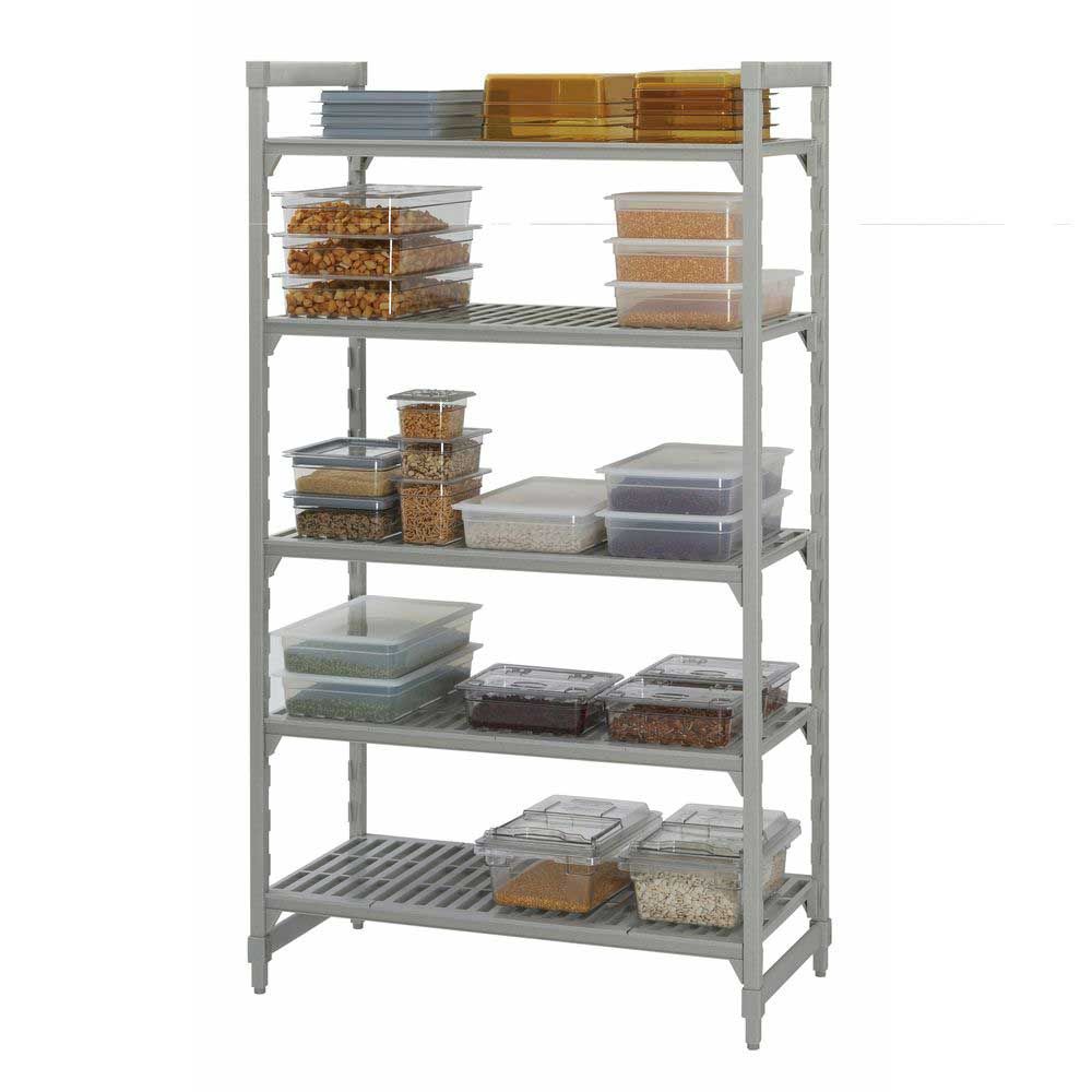 Cambro Camshelving Premium Speckled Gray Polypropylene 5 Vented Shelf Stationary Starter Unit, 18 X 24 X 84 Inch