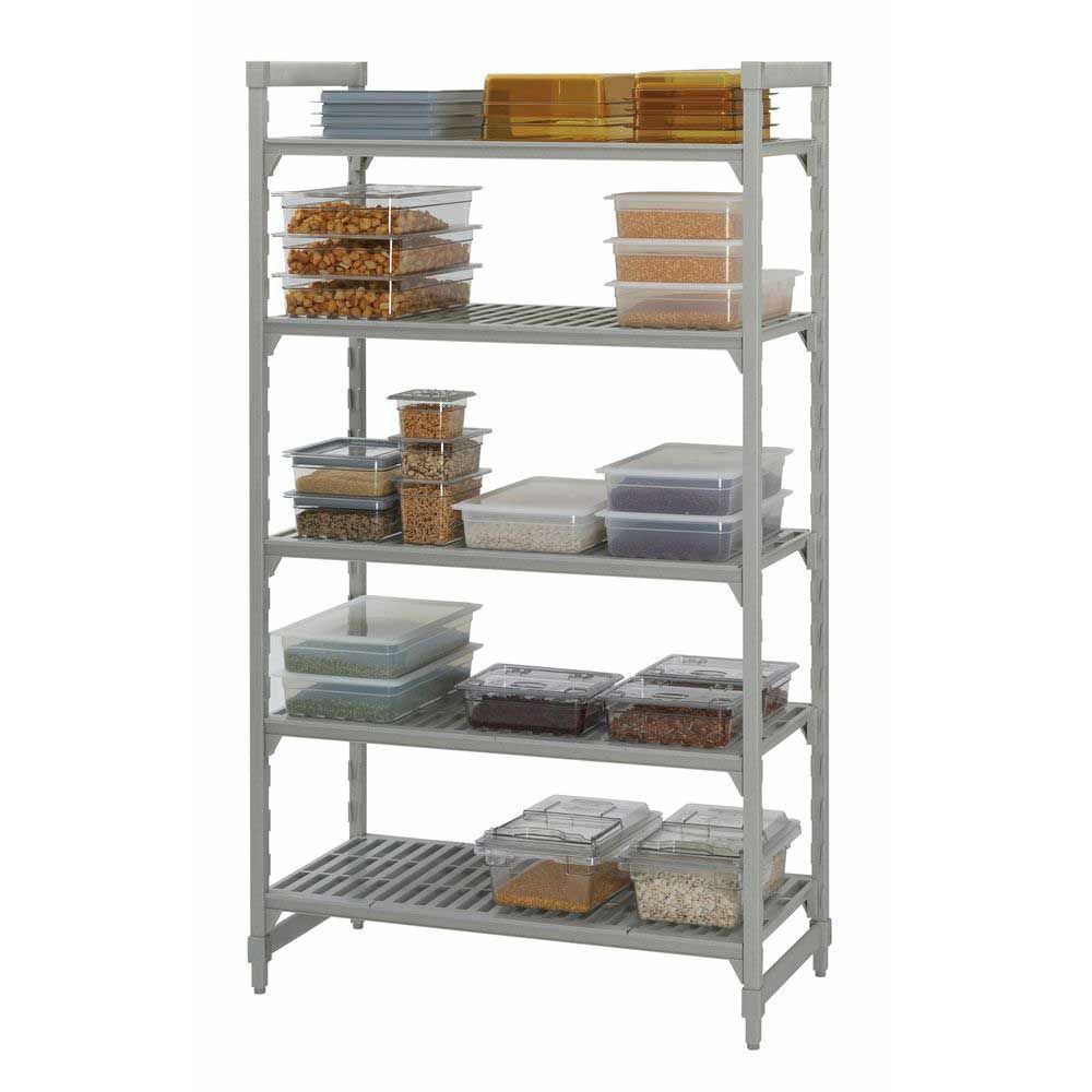 Cambro Camshelving Premium Speckled Gray Polypropylene 5 Vented Shelf Stationary Starter Unit, 18 X 42 X 72 Inch