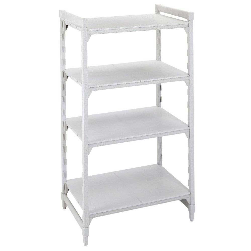 Cambro Camshelving Premium Speckled Gray Polypropylene 4 Solid Shelf Stationary Starter Unit, 18 X 54 X 84 Inch