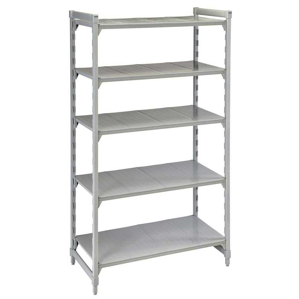 Cambro Camshelving Premium Speckled Gray Polypropylene 5 Solid Shelf Stationary Starter Unit, 18 X 54 X 84 Inch