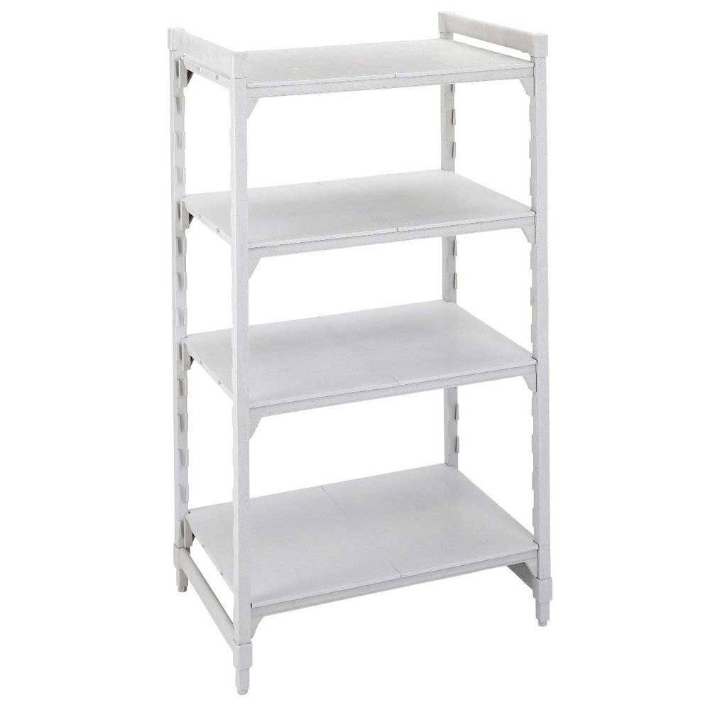 Cambro Camshelving Premium Speckled Gray 4 Solid Shelf Stationary Starter Unit, 24 x 42 x 84 inch
