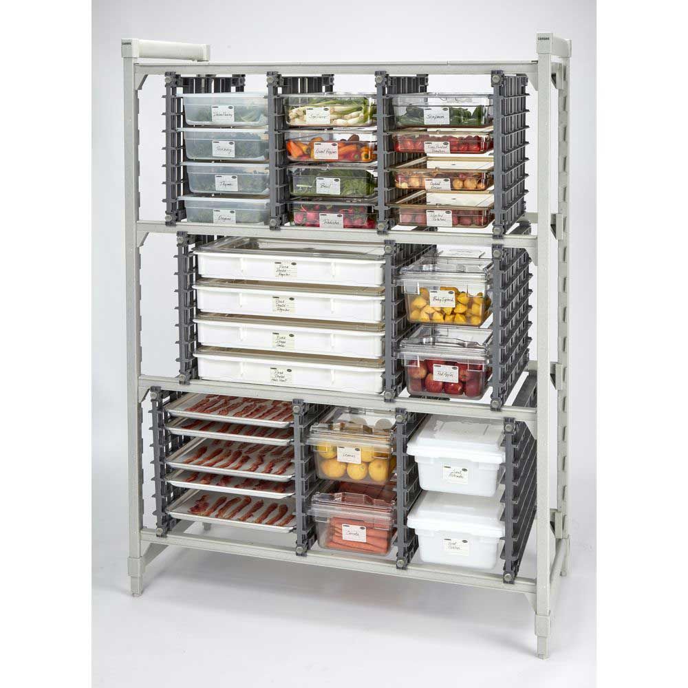 Cambro Camshelving Brushed Graphite Universal Storage Rack For 24 Inch Deep Premium Series / Elements Xtra Series Add On Kit