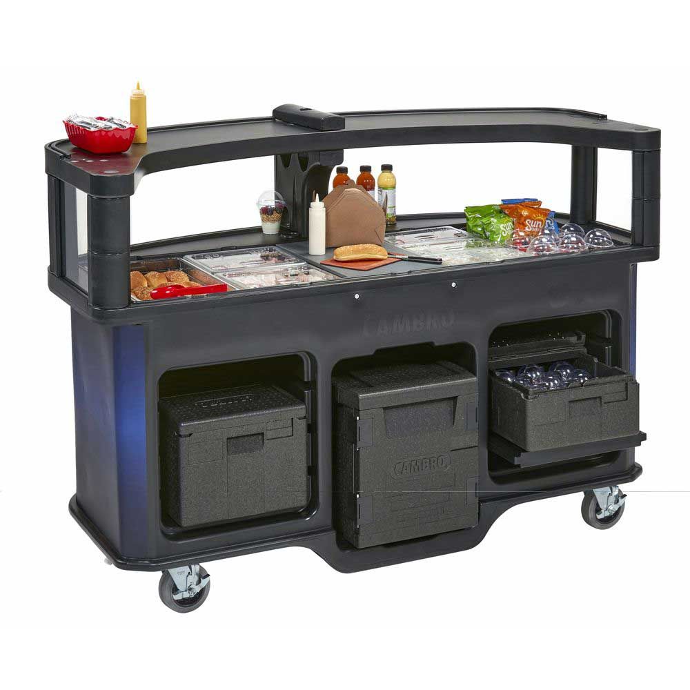 Cambro Blue Wrap Base Unit Vending Cart With Safety Barrier, 75 X 33 1/2 X 53 1/8 Inch