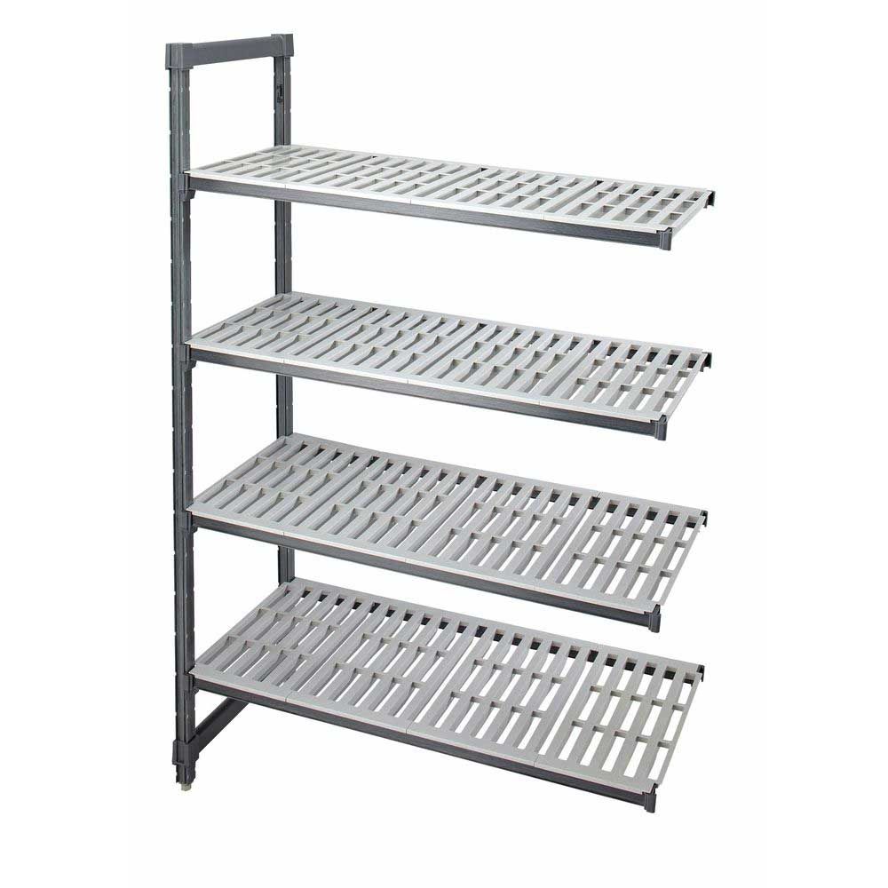Cambro Camshelving Elements Brushed Graphite 4 Vented Shelf Stationary Add On Unit, 24 X 48 X 84 Inch