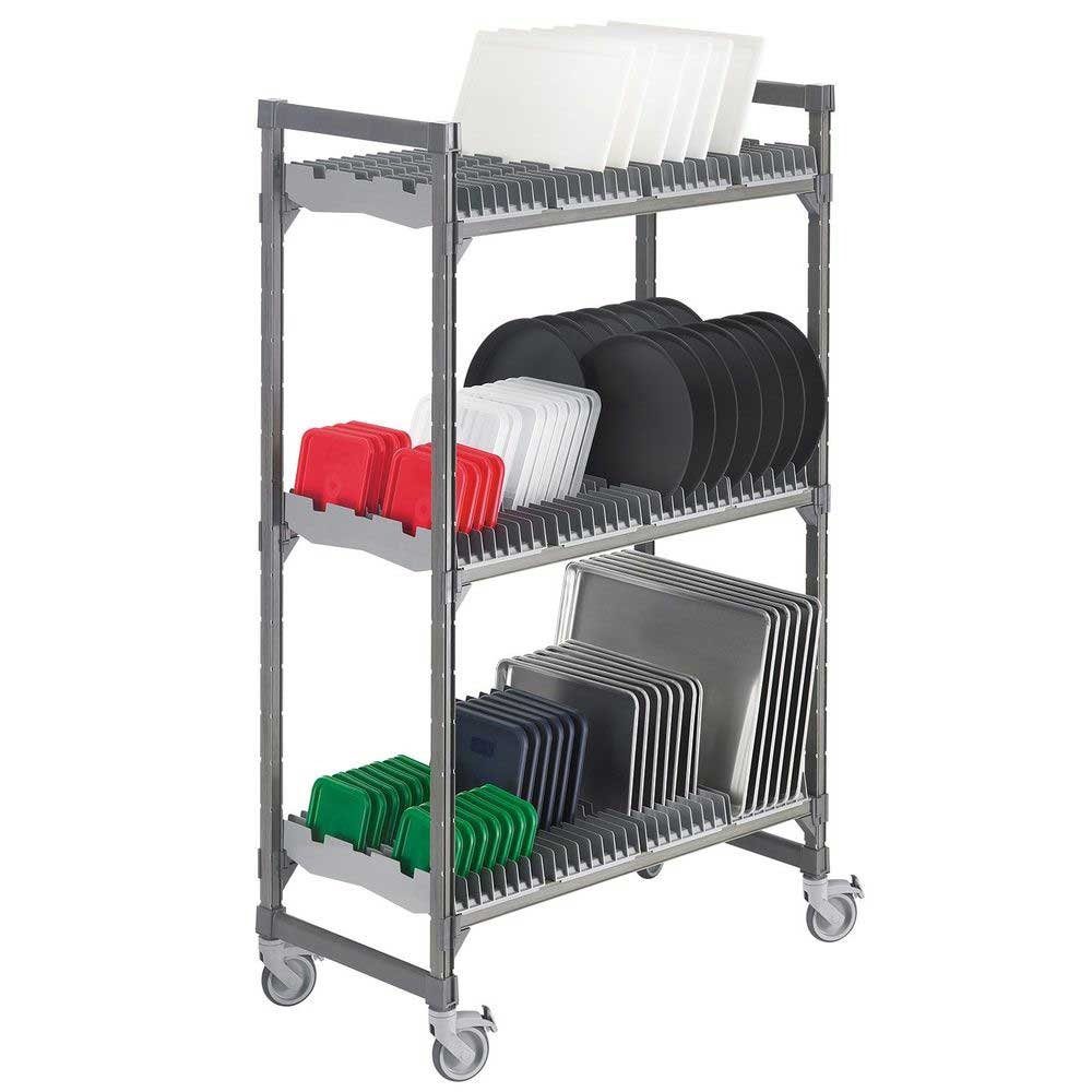 Cambro Camshelving Elements Brushed Graphite Mobile Vertical Drying Rack Cart, 24 x 48 x 78 inch