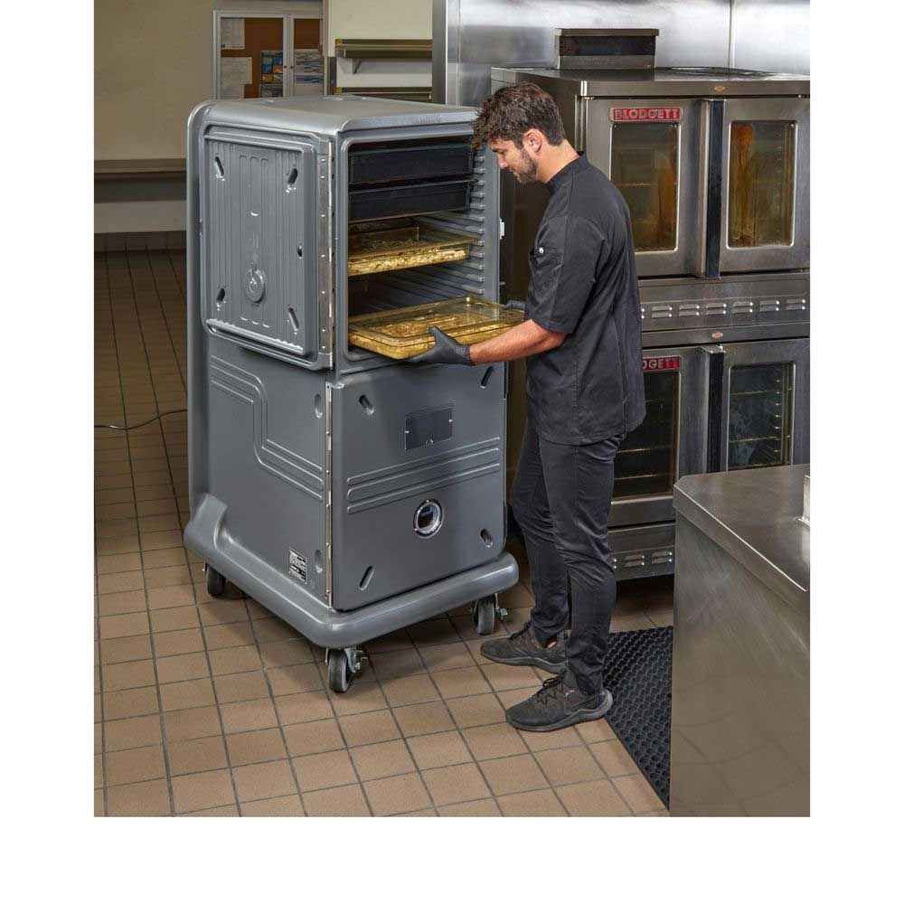 Cambro The Pro Cart Ultra Electric Insulated Charcoal Gray Hot/Cold Compartment Food Pan Carrier, 30 x 38 x 68 inch