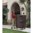 Cambro H Series 220 Volt Electric Insulated Dark Brown 2 Compartment Hot Holding Ultra Camcart with Top Door Heated and Heavy Duty Casters, 28 3/4 x 33 3/8 x 54 1/2 inch