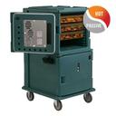 Cambro H Series 220 Volt Electric Insulated Granite Green 2 Compartment Hot Holding Ultra Camcart with Top Door Heated and Heavy Duty Casters, 28 3/4 x 33 3/8 x 54 1/2 inch