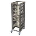 Cambro Camshelving Full Size Brushed Graphite Ultimate Sheet Pan Rack with 1.5 inch Rail Spacing and Plastic Caster, 33.37 x 25.44 x 72.38 inch