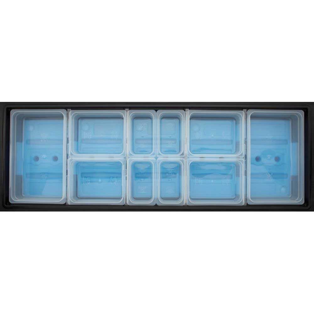 Cambro Black Tray Rail For 6 Feet Versa Food Bar / Work Table, 66 X 11 1/2 X 4 9/16 Inch