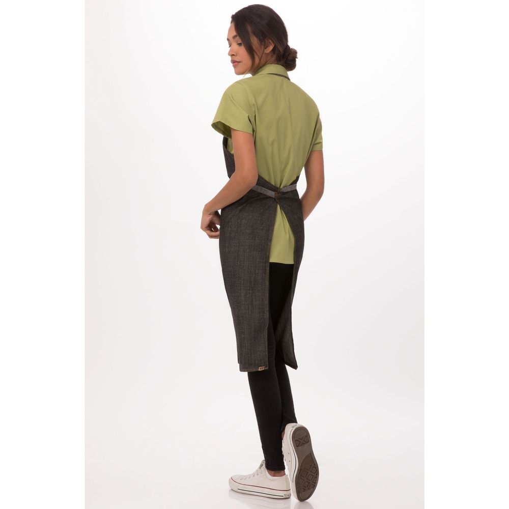 Chef Works Black Manhattan Bib Apron, 34 inch Long x 30 inch Wide