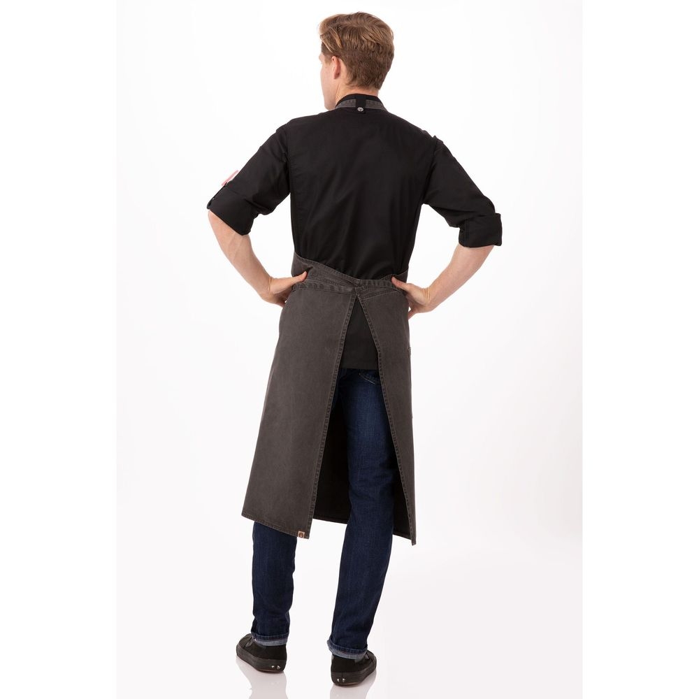 Chef Works Pewter Dorset Chefs Bib Apron, 40 inch Long x 39 inch Wide