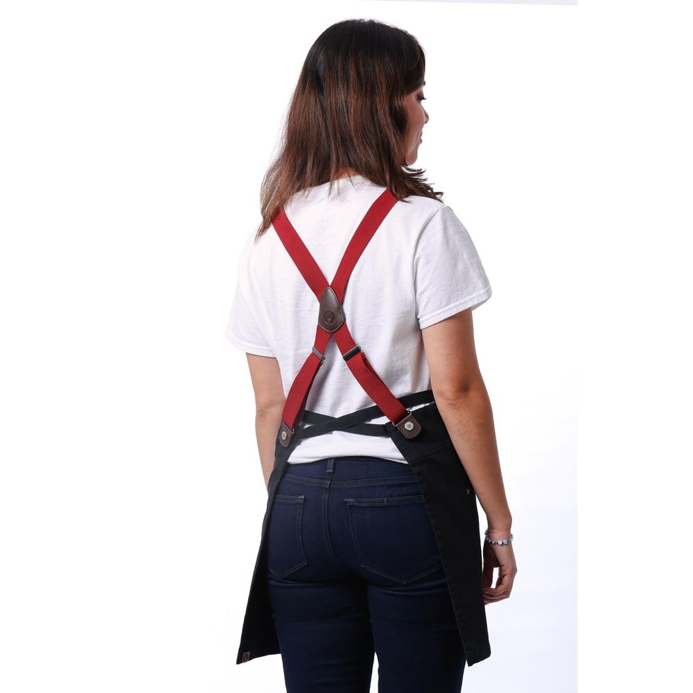 Chef Works Jet Black Berkeley Short Snap Bib Apron for Unisex, 27.5 inch Long x 28.7 inch Wide