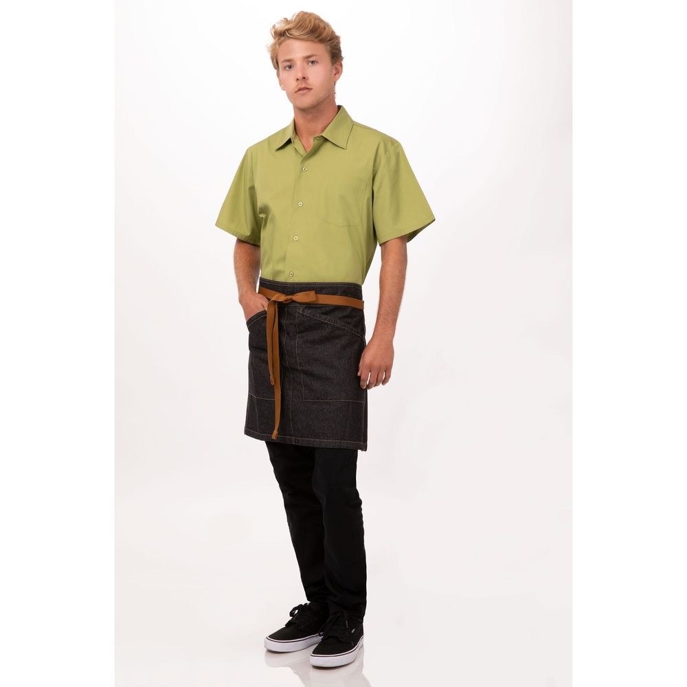 Chef Works Black Berkeley Half Bistro Snap Apron for Unisex, 17.9 inch Long x 28 inch Wide