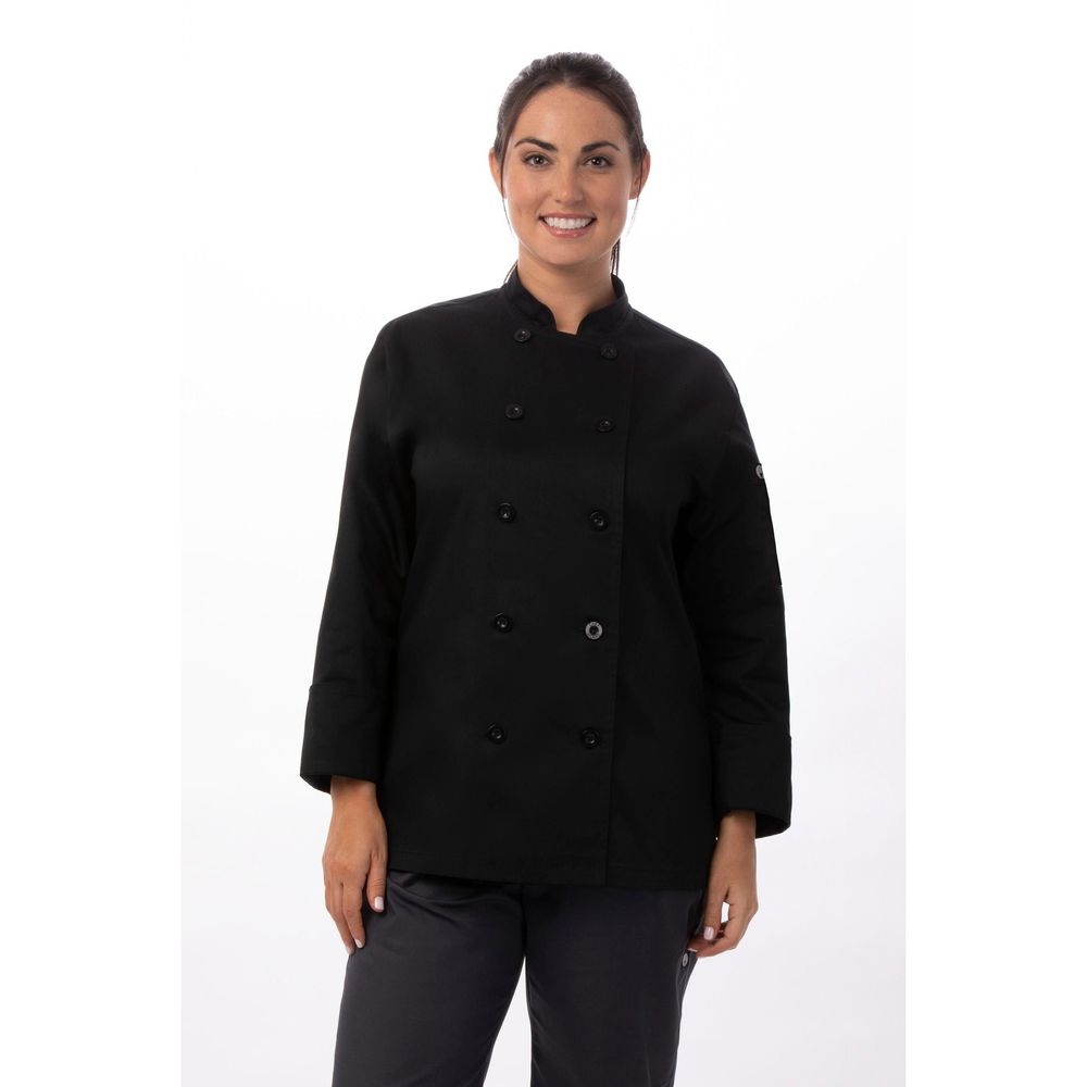Chef Works Black Extra Small Classic Fit Le Mans Chef Coat for Women
