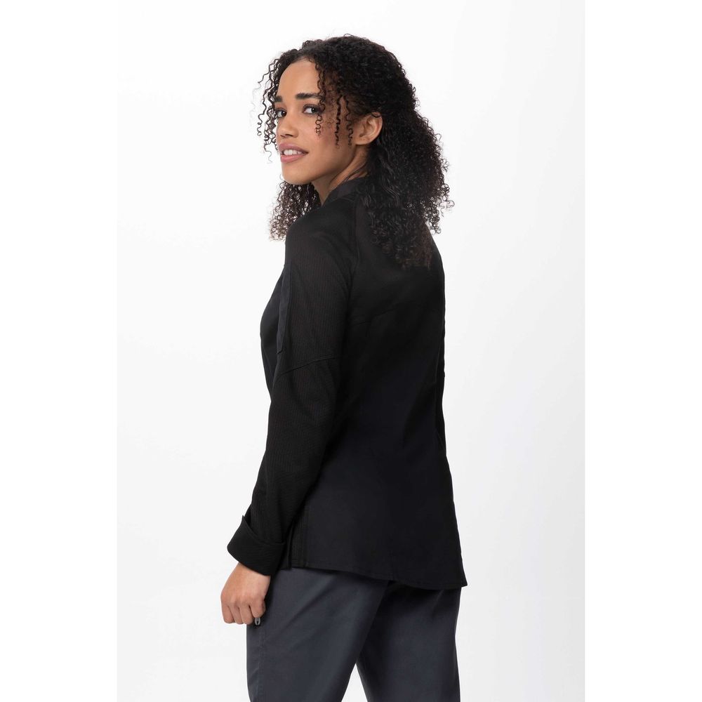 Chef Works Black Medium Modern Fit Nepal Chef Coat for Women