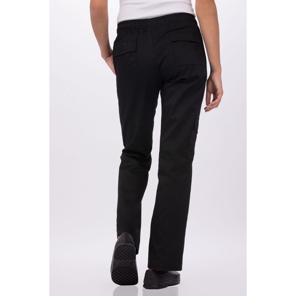 Chef Works Black Large Classic Fit Cargo Chef Pant for Women