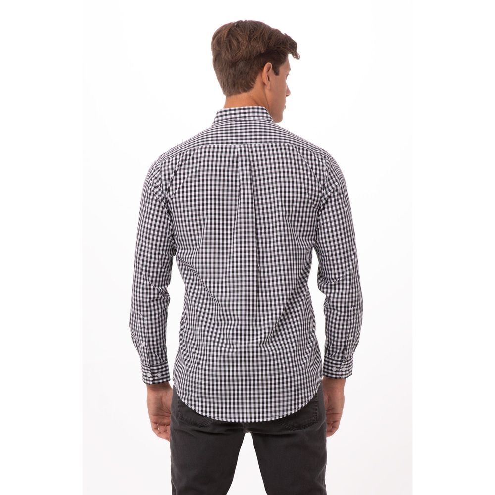 Chef Works Black and White Check 3XL Modern Fit Gingham Dress Shirt for Men