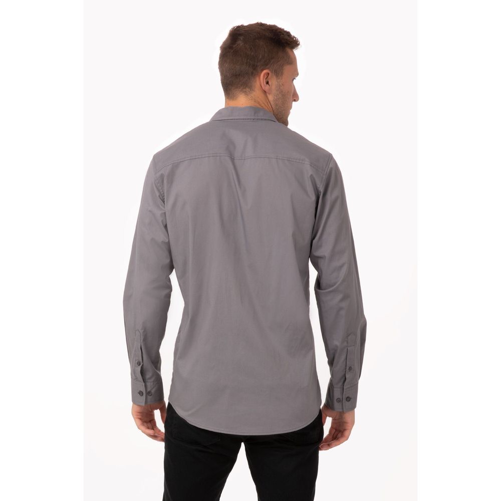 Chef Works Grey Extra 2XL Classic Fit Pilot Shirt for Men