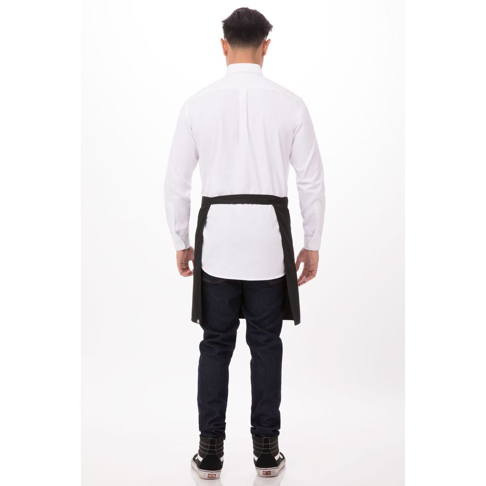 Chef Works Black Half Bistro Apron, 19 inch Long x 27.5 inch Wide