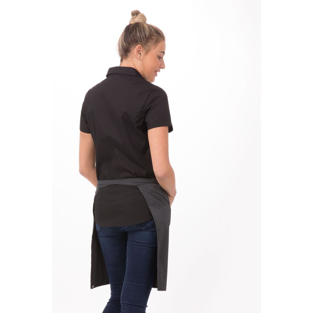 Chef Works Dark Grey Half Bistro Apron, 19 inch Long x 27.5 inch Wide