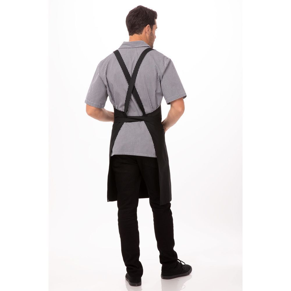 Chef Works Black Cross-back Bib Apron, 35.5 Inch Long X 31 Inch Wide