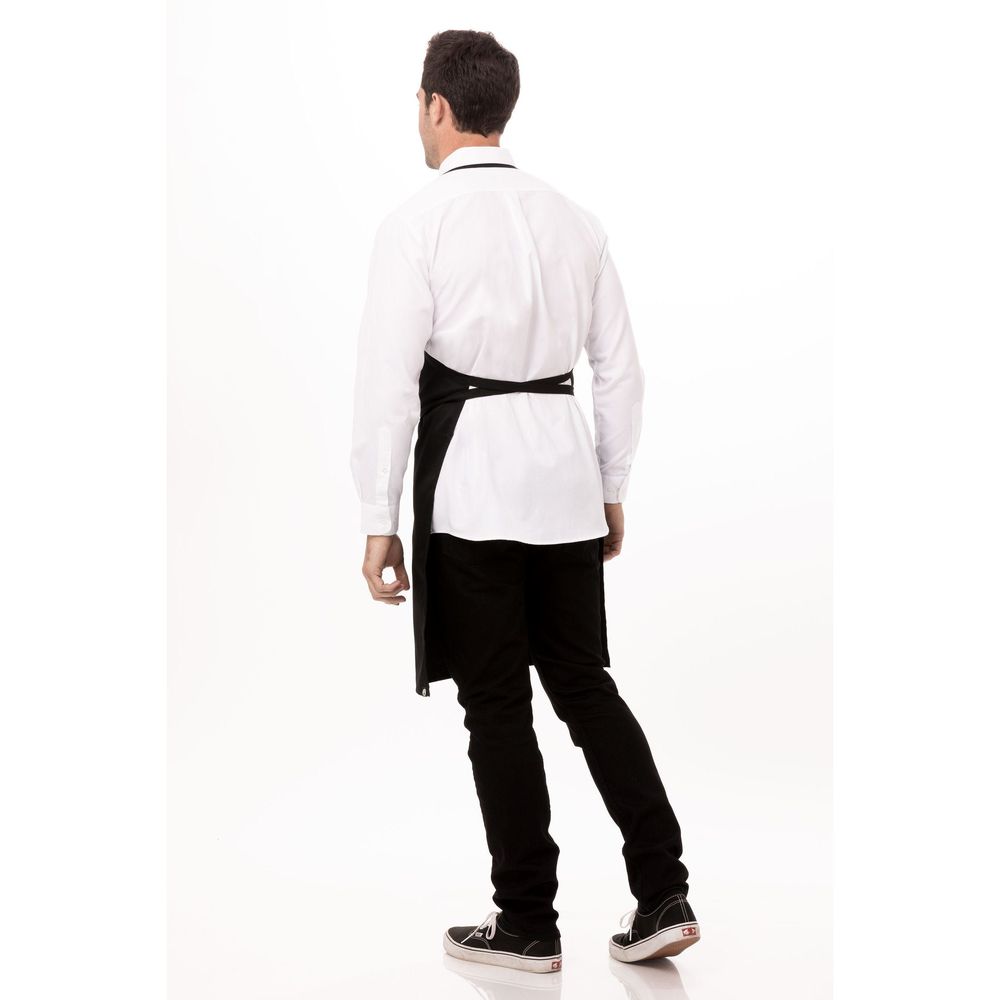 Chef Works Black Bib Apron without Pockets, 34 inch Long x 24 inch Wide