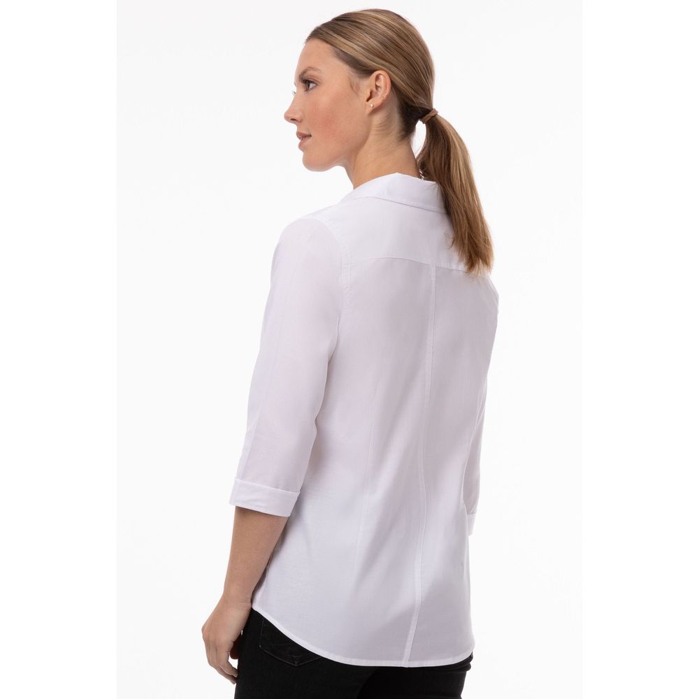 Chef Works White Small Modern Oxford Classic Shirt for Women