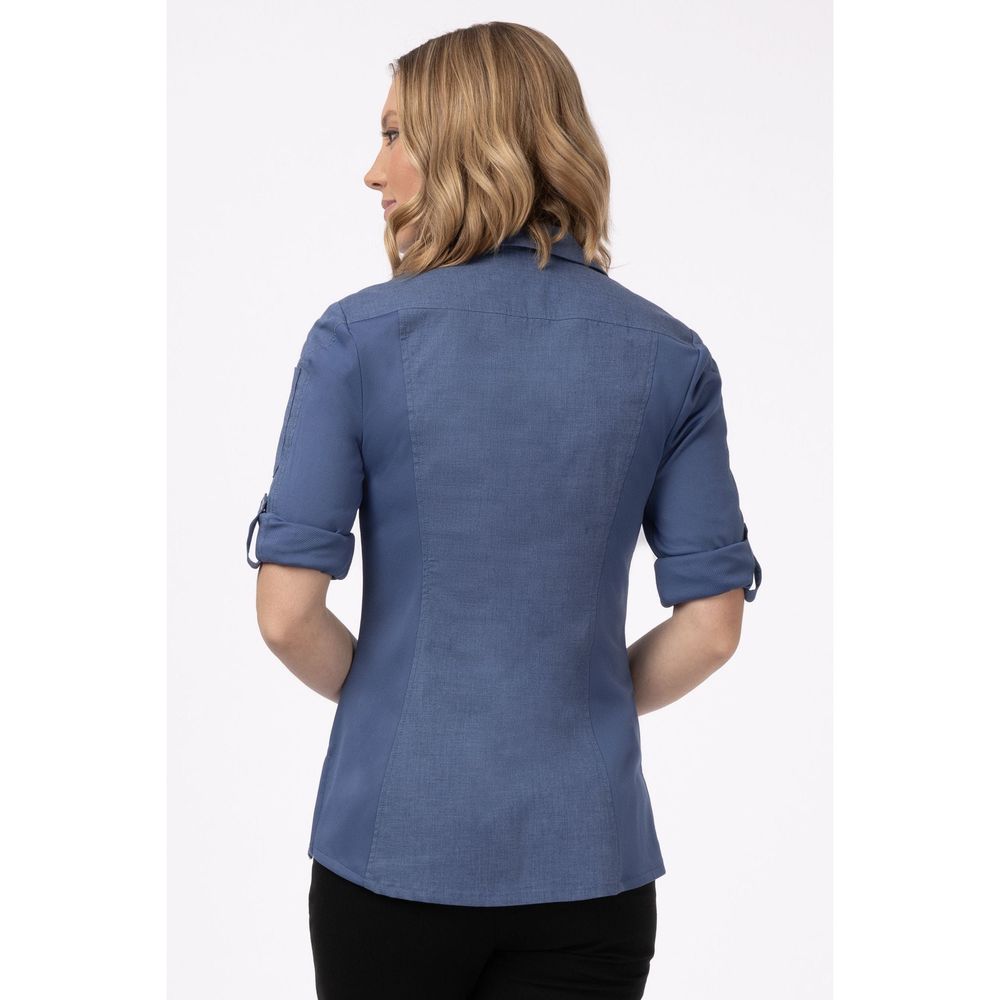 Chef Works Blue 3XL Slim Fit Seville Shirt for Women