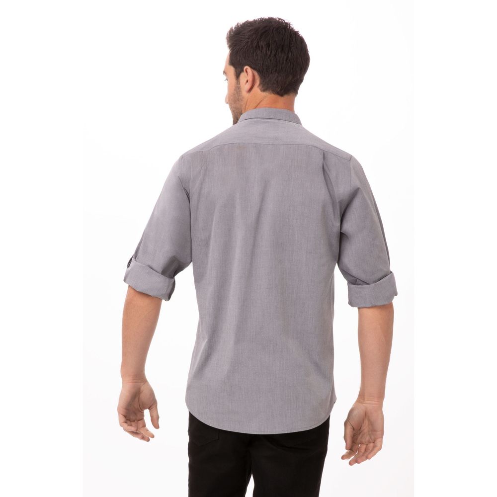Chef Works Grey Large Modern Chambray Dress Shirt for Men