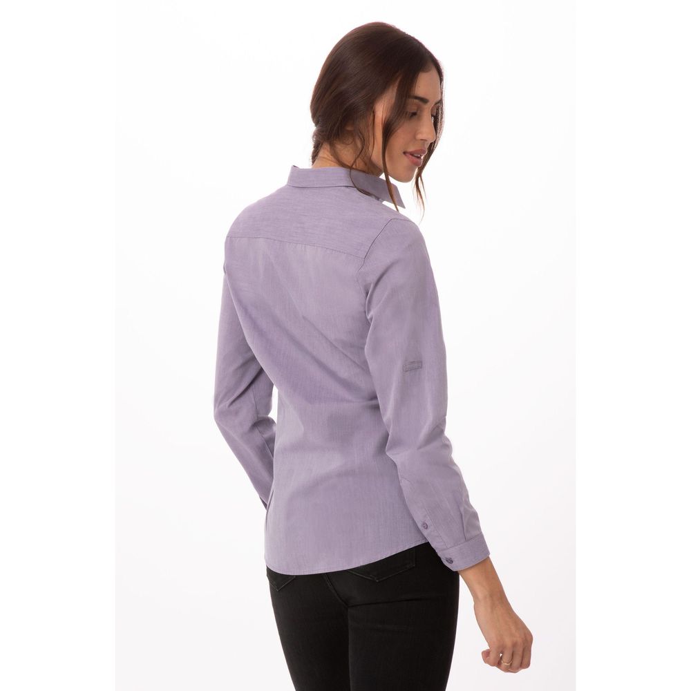 Chef Works Purple Extra Small Classic Fit Modern Chambray Dress Shirt for Women