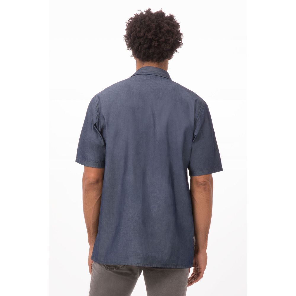 Chef Works Indigo Blue 3XL Classic Fit Detroit Short Sleeve Denim Shirt for Unisex