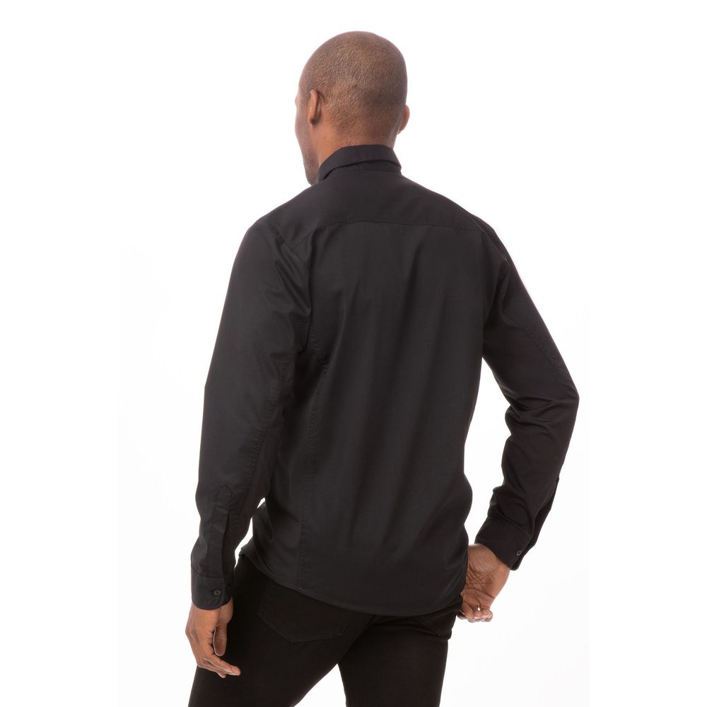 Chef Works Black 2XL Modern Fit Shelby Zip Front Shirt for Men