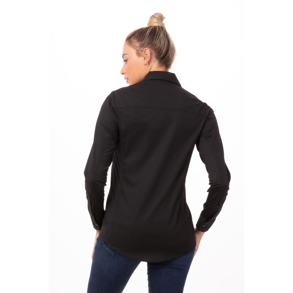 Chef Works Black Medium Shelby Zip Front Shirt for Women