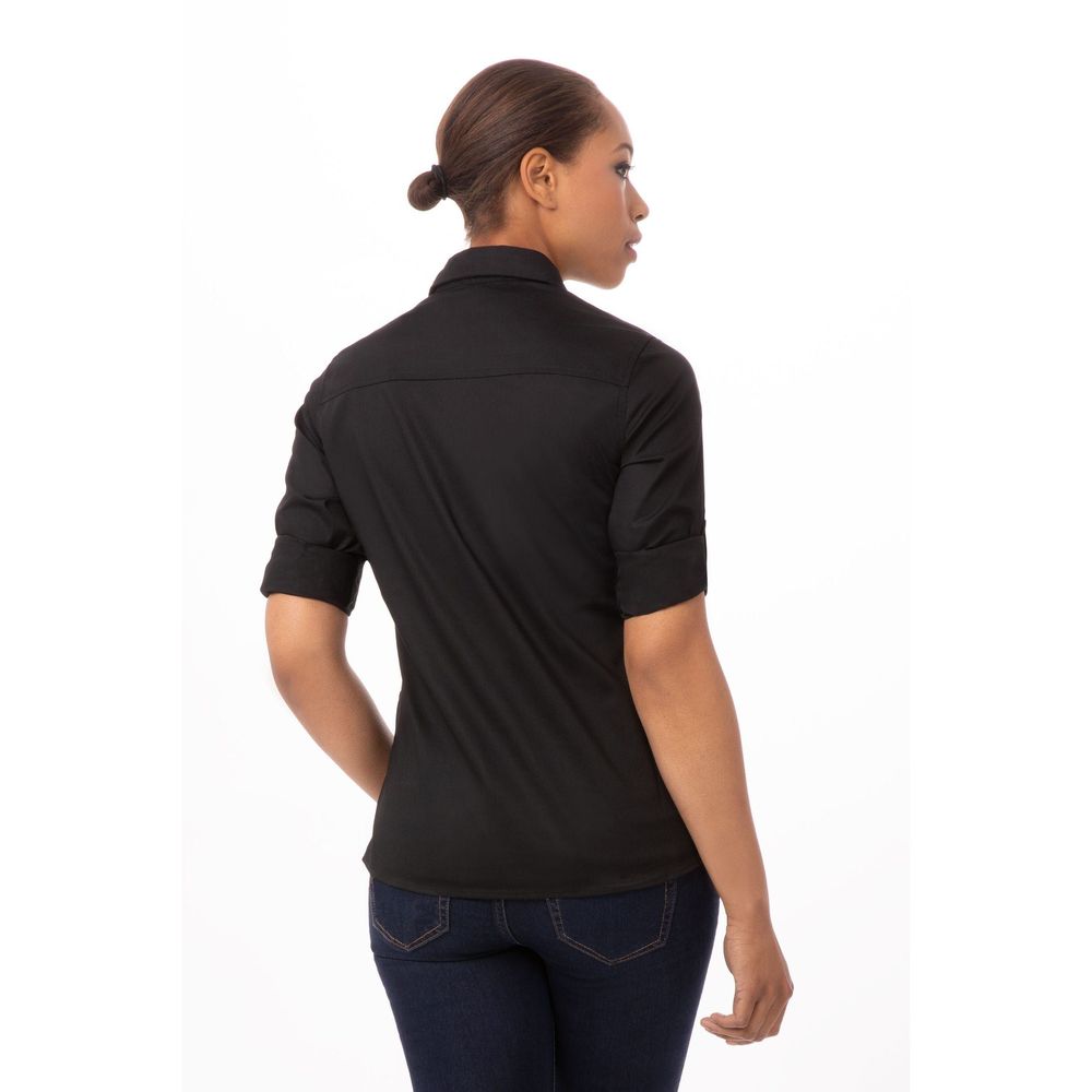Chef Works Black 2XL Slim Fit Pilot Shirt for Women