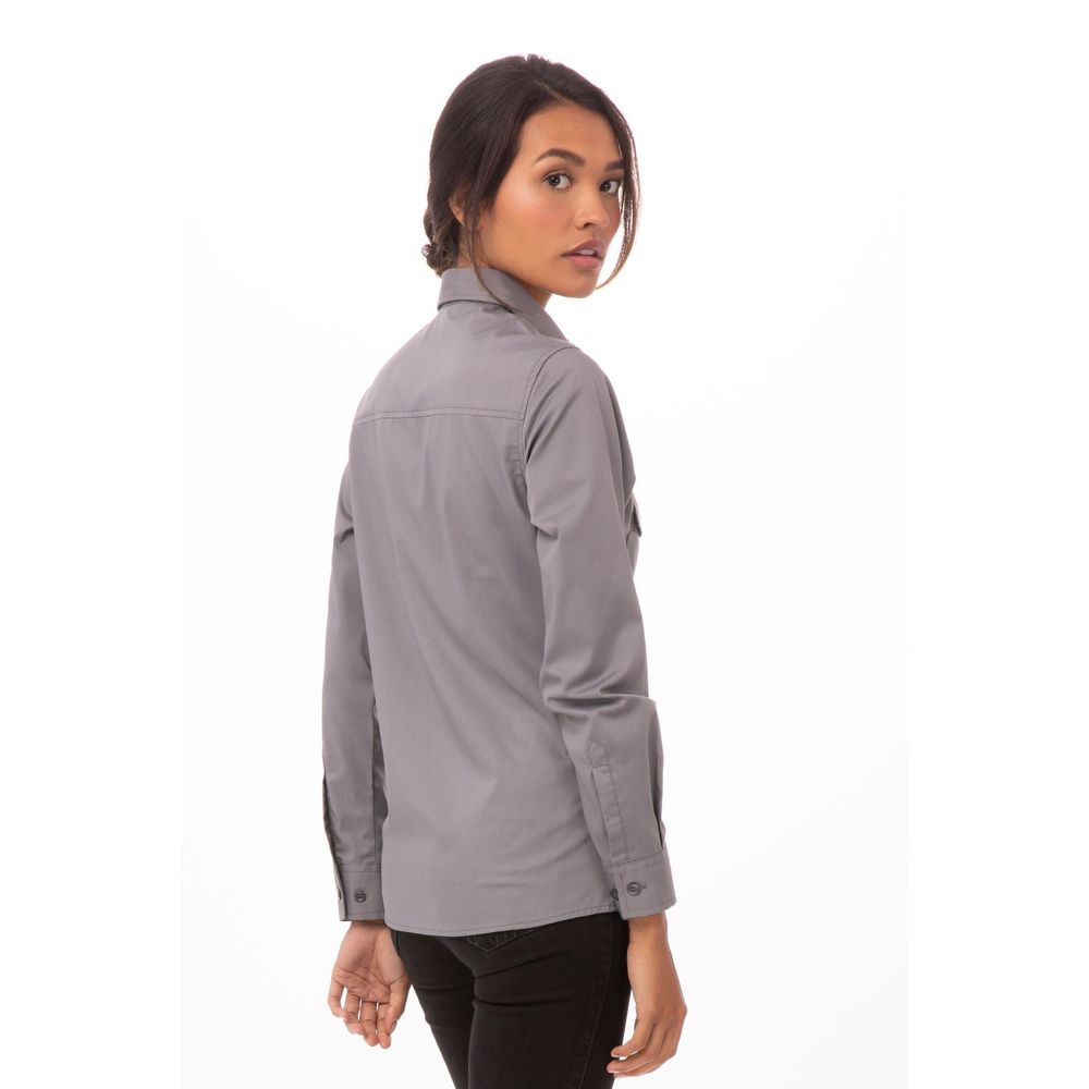 Chef Works Grey 3XL Slim Fit Pilot Shirt for Women