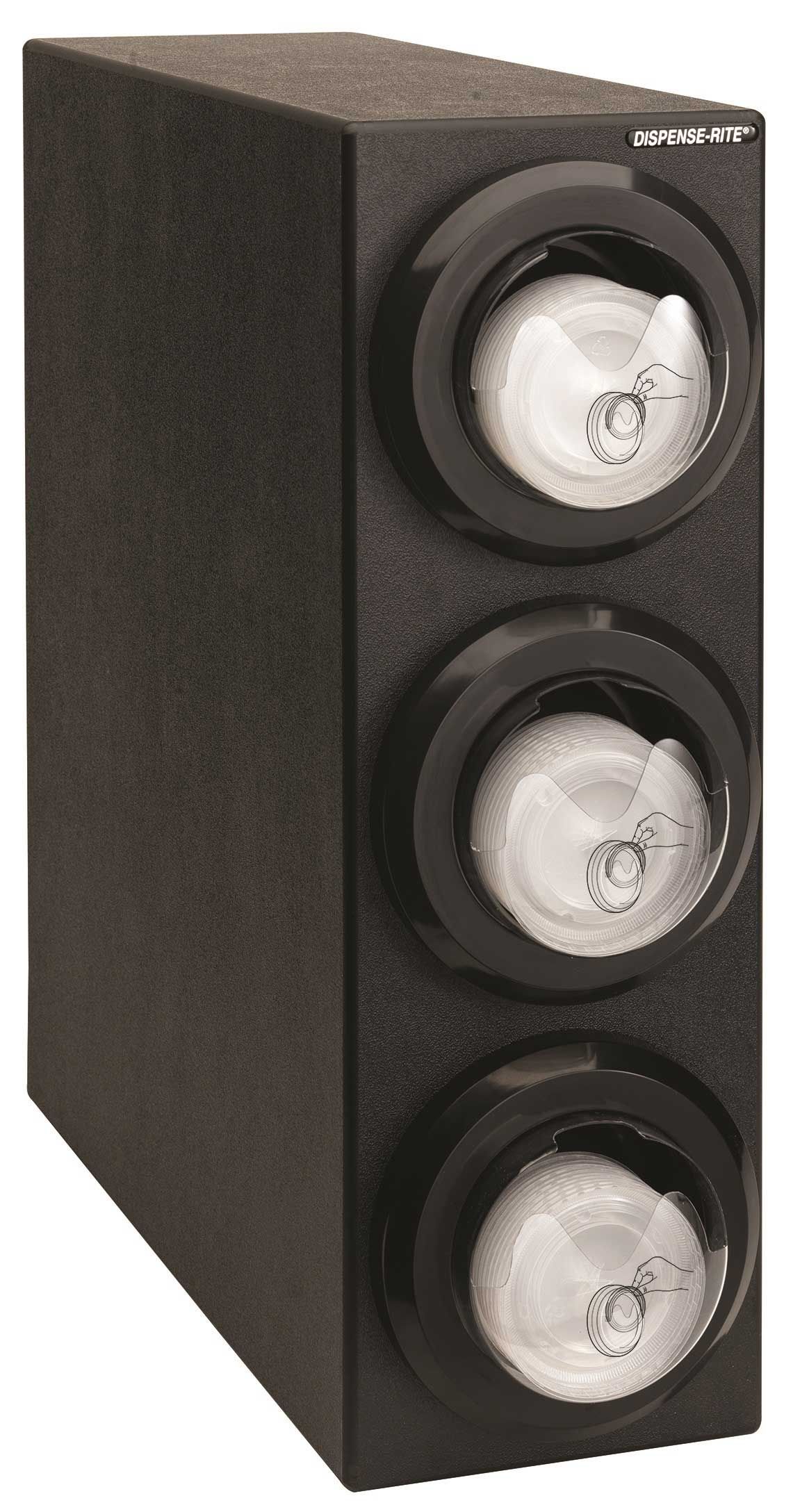 Dispense-rite Countertop Black Polystyrene Lid Dispensing Cabinet With Three Slr-lid-2 Lid Dispensers