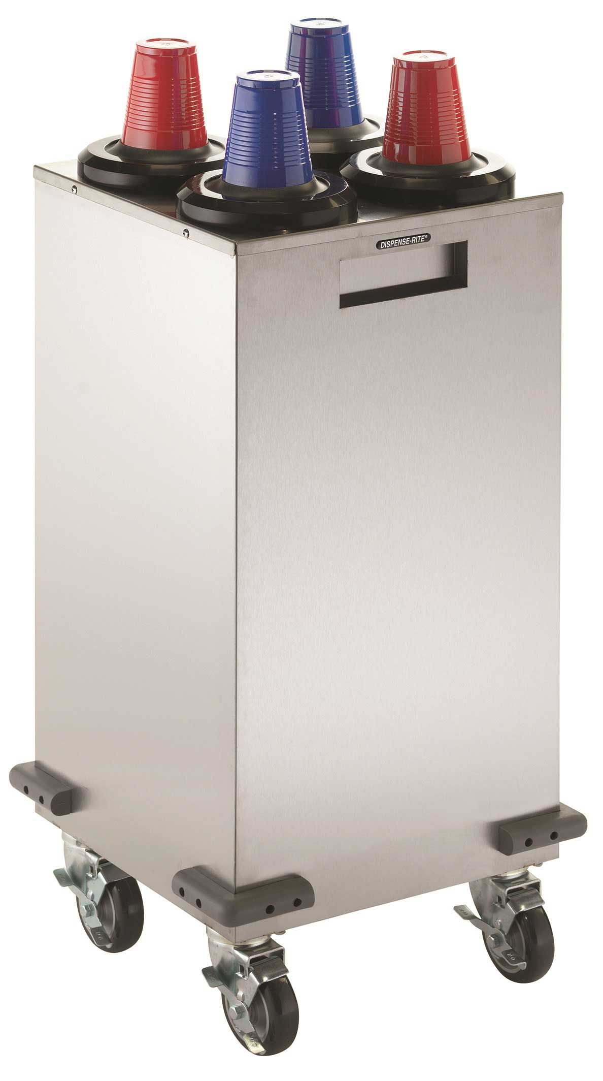 Dispense-rite Stainless Steel Mobile Cup Dispensing Cart With 4 Slr-2l Cup Dispenser